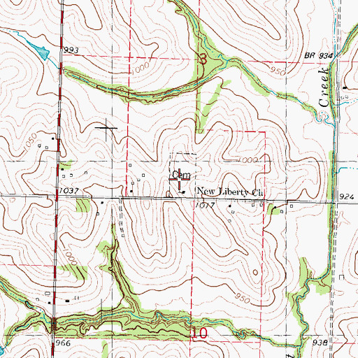Topographic Map of New Liberty Cemetery, MO