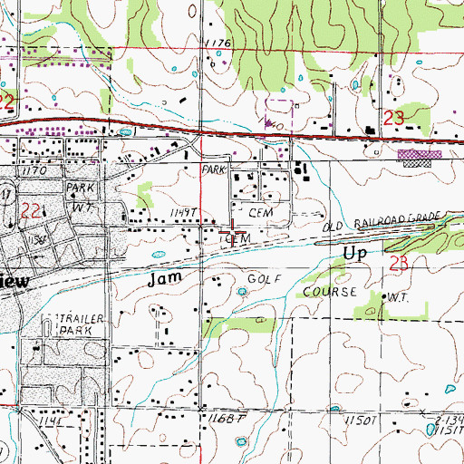 Topographic Map of Mountain View Cemetery, MO