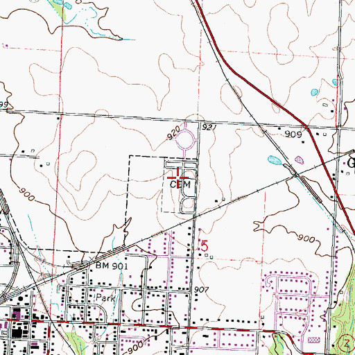 Topographic Map of Carl Junction Cemetery, MO