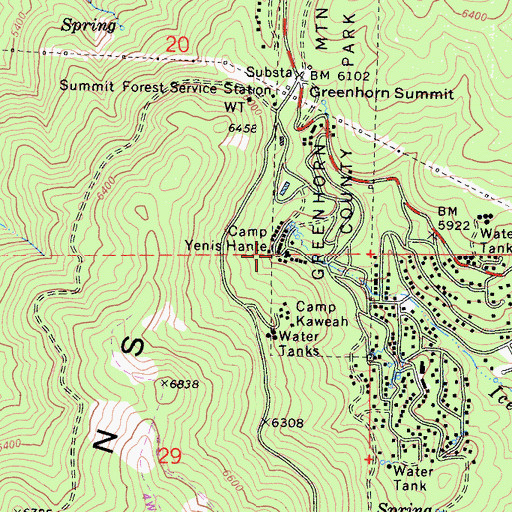 Topographic Map of Camp Yenis Hante, CA