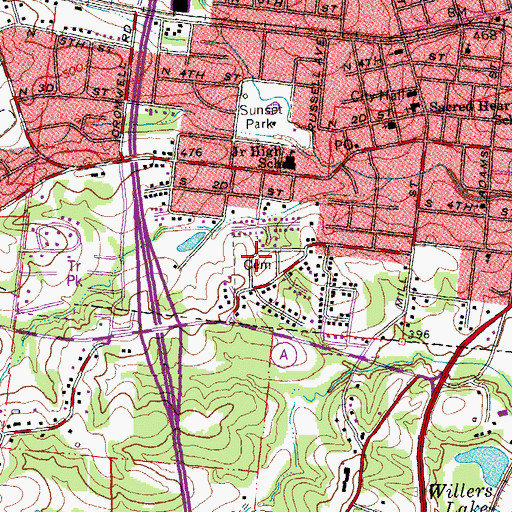 Topographic Map of Gamel Cemetery, MO