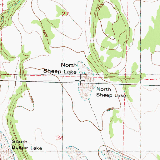 Topographic Map of North Sheep Lake, OR