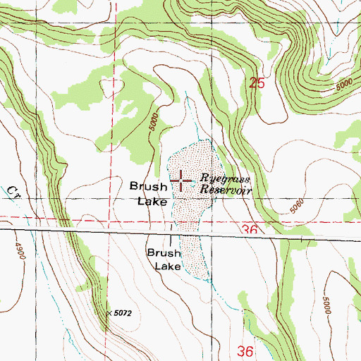 Topographic Map of Ryegrass Reservoir, OR