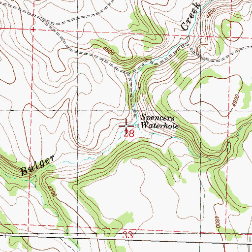 Topographic Map of Spencers Waterhole, OR