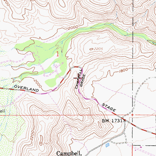 Topographic Map of Campbell Grade, CA