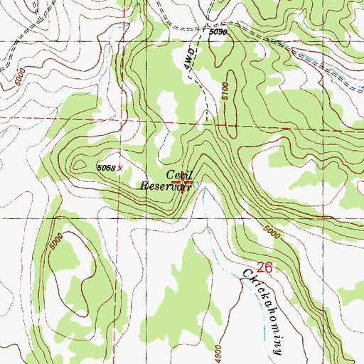 Topographic Map of Cecil Reservoir, OR