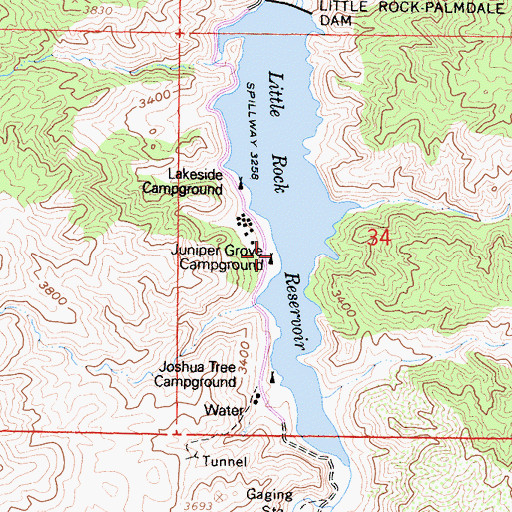 Topographic Map of Campground Number Two, CA