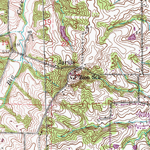 Topographic Map of Zion Lutheran Church Cemetery, MO
