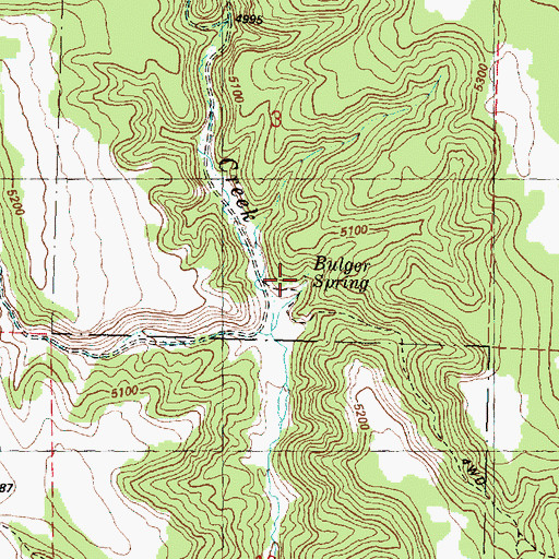 Topographic Map of Bulger Spring, OR