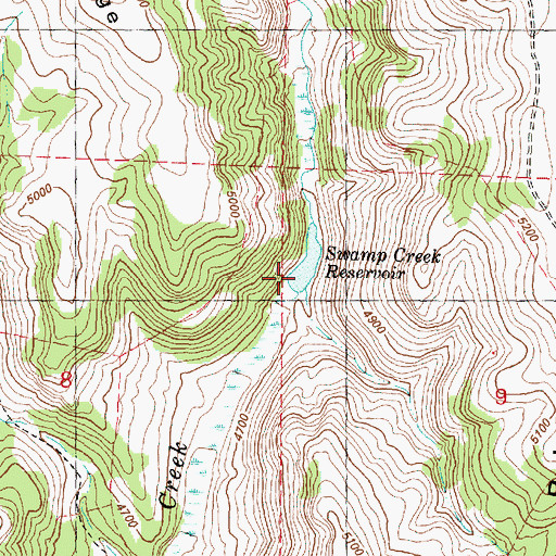 Topographic Map of Swamp Creek Reservoir, OR