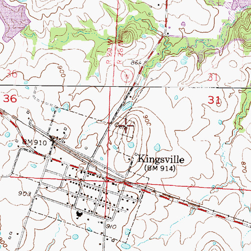 Topographic Map of Kingsville Consolidated Cemetery, MO