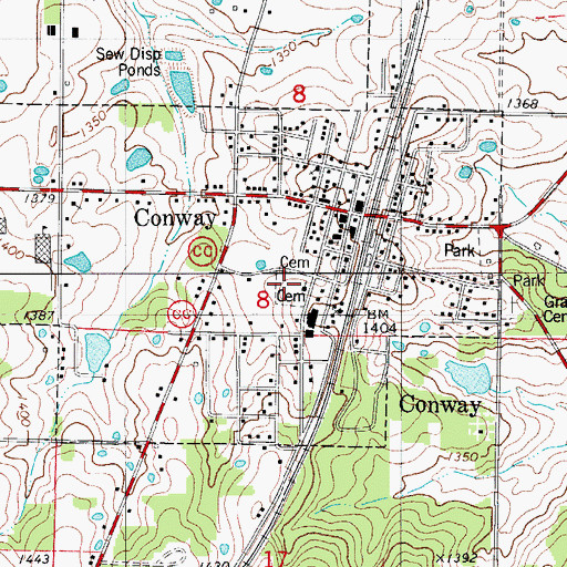 Topographic Map of Conway Cemetery, MO