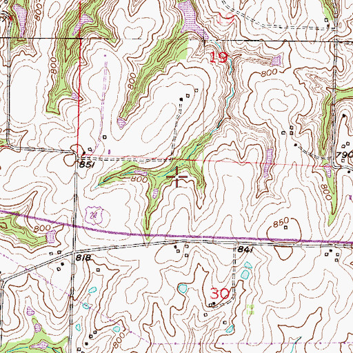 Topographic Map of Arnold Cemetery, MO