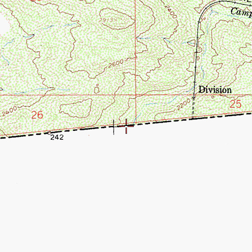 Topographic Map of Campo Creek, CA
