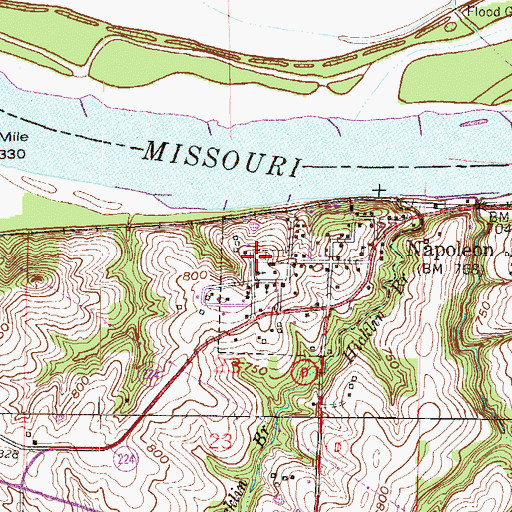 Topographic Map of Saint Paul Cemetery, MO