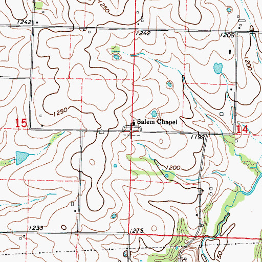 Topographic Map of Salem Cemetery, MO