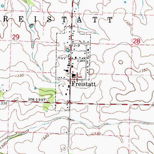 Topographic Map of Trinity Lutheran Church Cemetery, MO