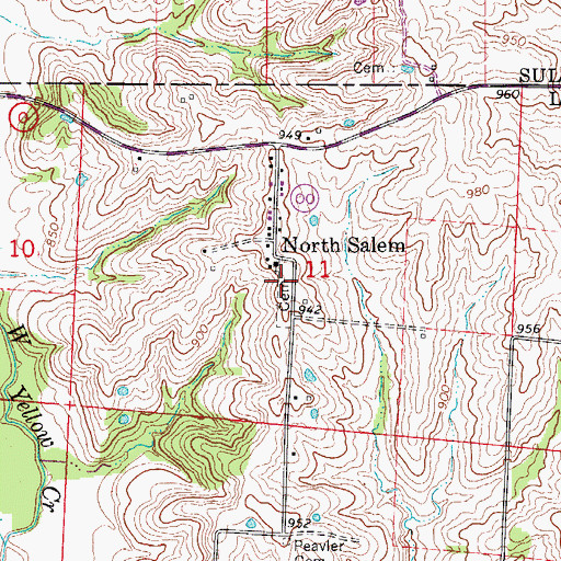 Topographic Map of North Salem Cemetery, MO