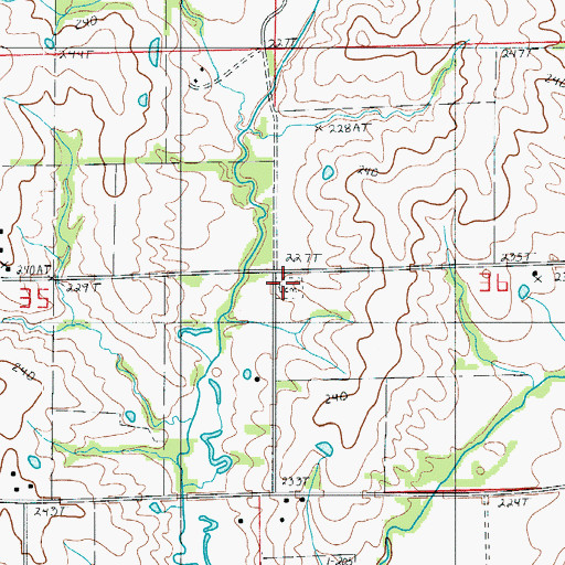 Topographic Map of Parsons Creek Cemetery, MO