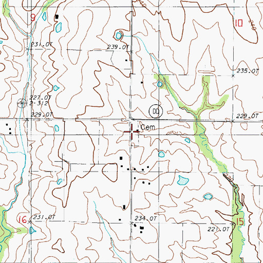 Topographic Map of Monroe Cemetery, MO