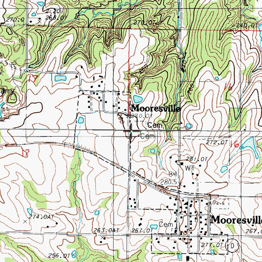 Topographic Map of Mooresville Cemetery, MO