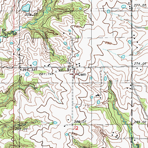 Topographic Map of Mount Pleasant Cemetery, MO