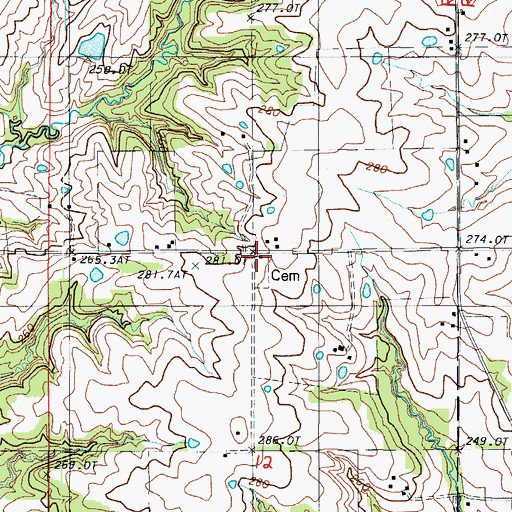 Topographic Map of Mount Pleasant Baptist Church, MO