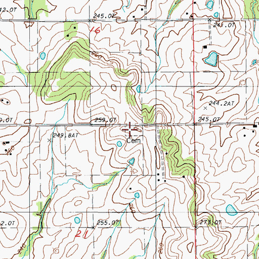 Topographic Map of Welsh Cemetery, MO