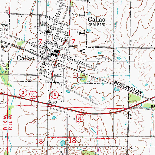 Topographic Map of Old Callao Cemetery, MO