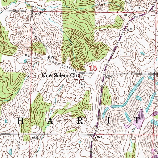 Topographic Map of Union Cemetery, MO