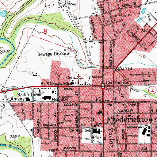 Topographic Map of Saint Michaels Catholic Cemetery, MO