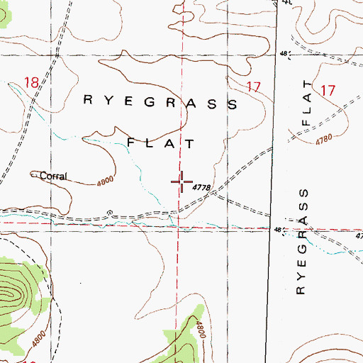 Topographic Map of Ryegrass Flat, OR