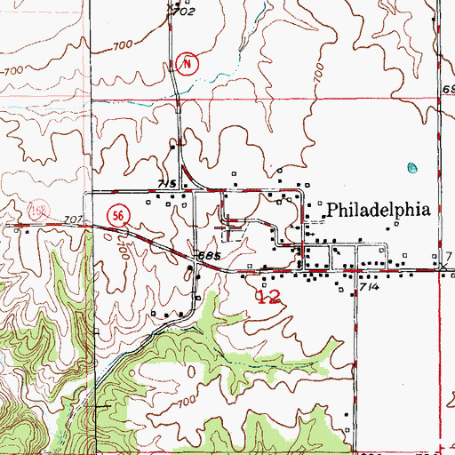 Topographic Map of Philadelphia Cemetery, MO