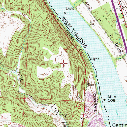 Topographic Map of Hog Run Post Light, WV