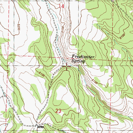 Topographic Map of Freshwater Spring, OR