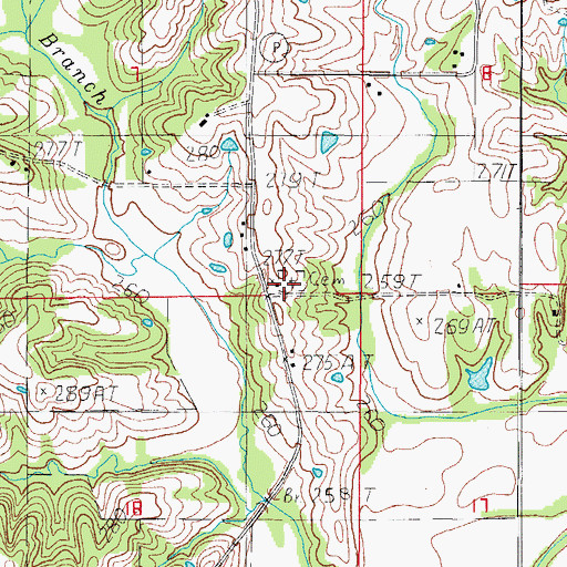 Topographic Map of Pleasant Ridge Church Cemetery, MO