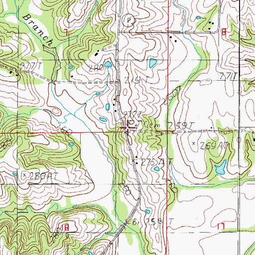 Topographic Map of Pleasant Ridge Church, MO