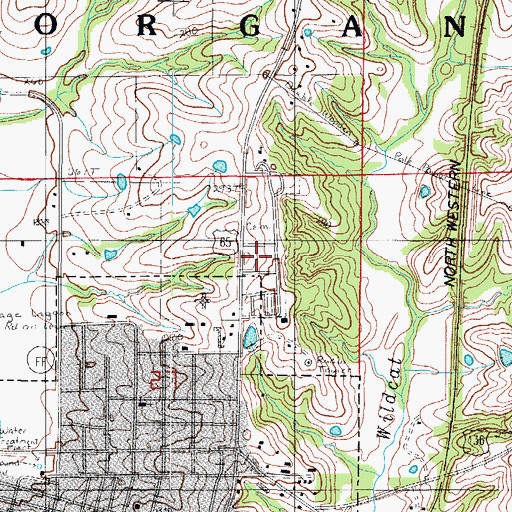 Topographic Map of Princeton Cemetery, MO