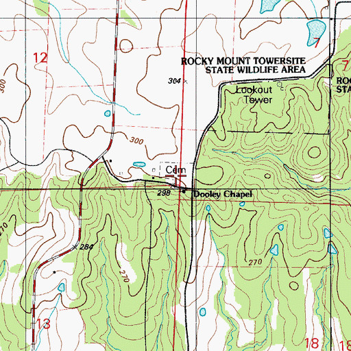 Topographic Map of Dooley Cemetery, MO