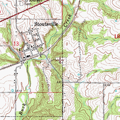 Topographic Map of Stoutsville Cemetery, MO