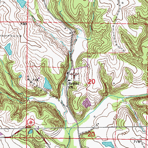 Topographic Map of Bethel Cemetery, MO