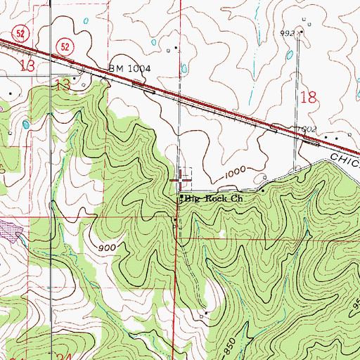 Topographic Map of Big Rock Cemetery, MO