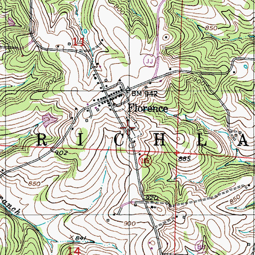 Topographic Map of Methodist Cemetery, MO
