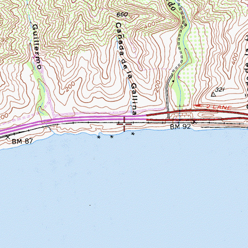 Topographic Map of Caada De La Gallina, CA