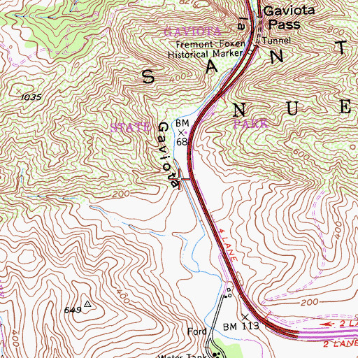 Topographic Map of Caada de la Gaviota, CA