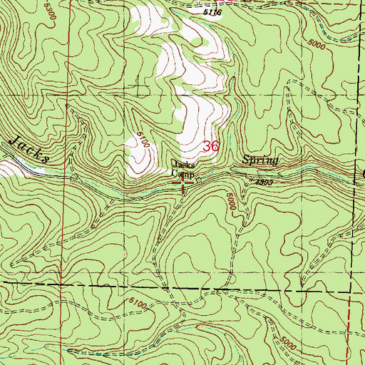 Topographic Map of Jacks Camp, OR