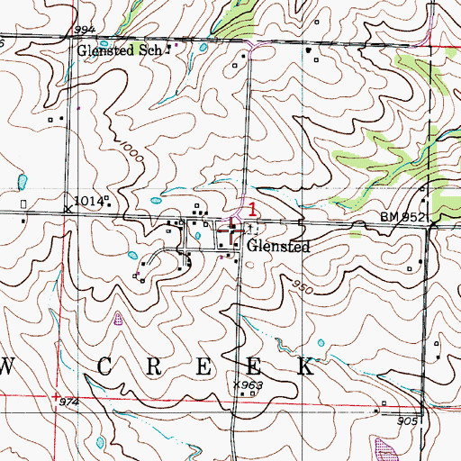 Topographic Map of Glensted United Methodist Church, MO