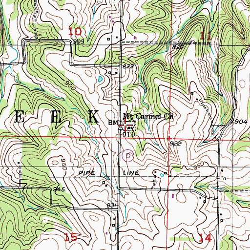 Topographic Map of Mount Carmel Baptist Church Cemetery, MO