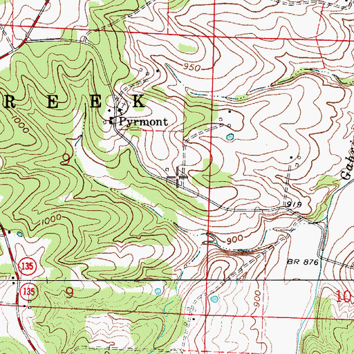Topographic Map of Trinity Lutheran Cemetery Pyrmont, MO