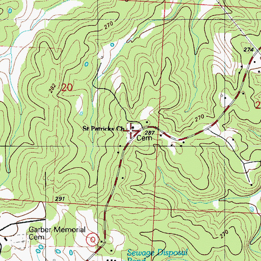 Topographic Map of Saint Patrick Cemetery, MO